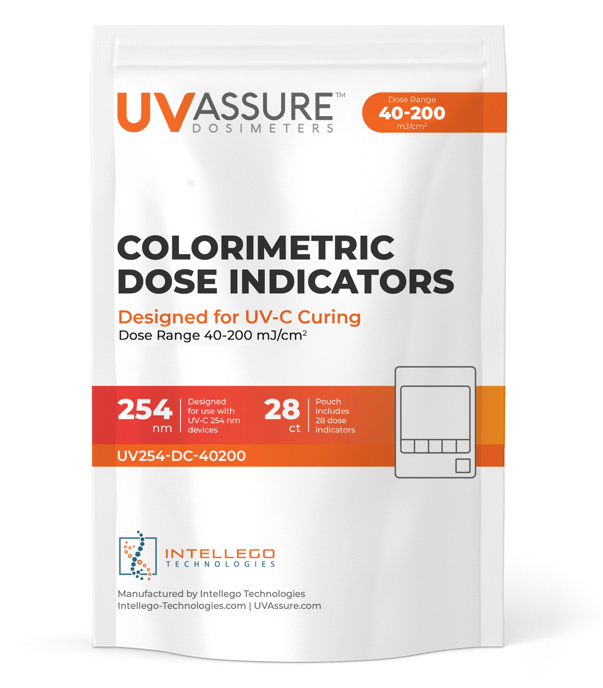 UV Assure 40-200 mJ dosimeter card